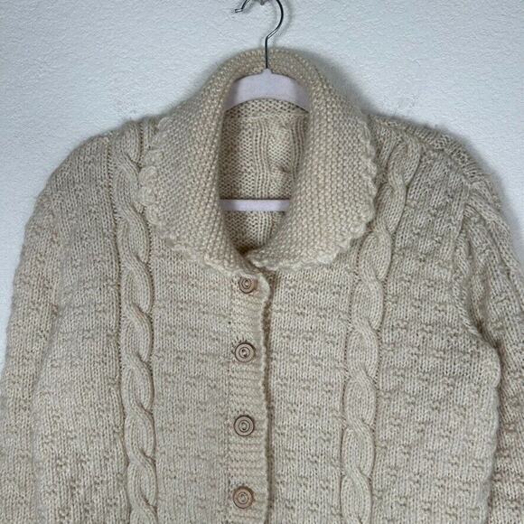 Handknit Womens M unique cardigan sweater Cottagecore Feminine Grandma style - Picture 2 of 8